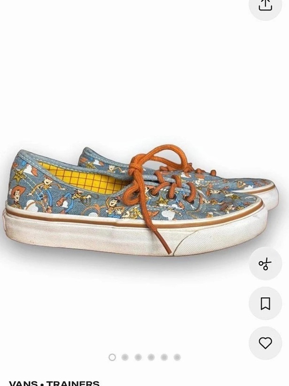 Vans x Disney Pixar Toy Story Authentic Woody Sneakers Blue & Orange US 6.5